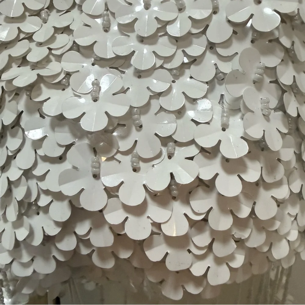 Bridal beaded floral fringe bag white coquette wedding reception purse